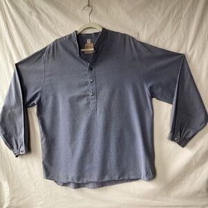 Wah Maker Frontier Henley Shirt Blue paisley LS Banded OG Western made in USA